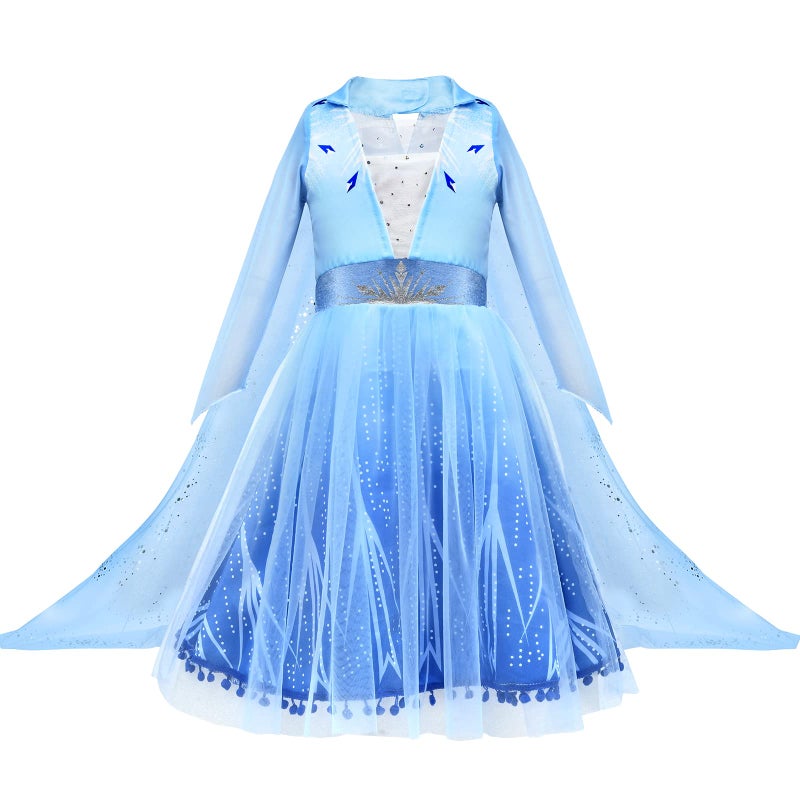 Tacobear 10Pcs Frozen Elsa Costume Dress For Girls Kids Toddler Princess Dress Up Clothes For Little Girls With Elsa Accessories Gloves Crown Wands Wig Necklace For 3T Kids Christmas Birthday Party - Image 3